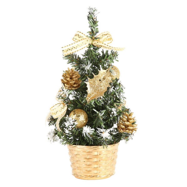 Bordpynt til juletre, kunstig juletre med anheng, kunstig juletre1stk-gull