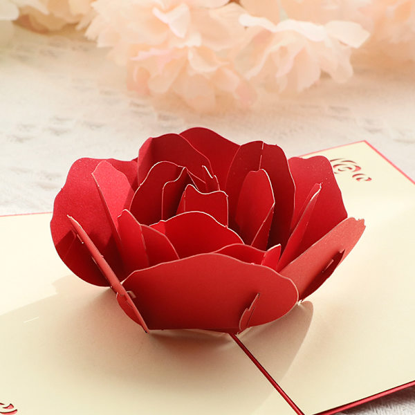 2 stk 3D Pop Up-kort for bursdagshilsener til kvinner, rosa rosebukett