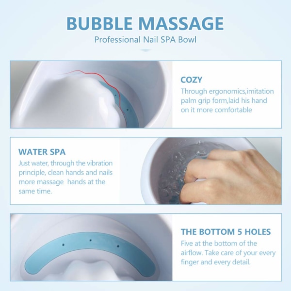 Elektrisk Bubble Nail Soaking Bowl, Manicure Hand Bowl Jet Spa