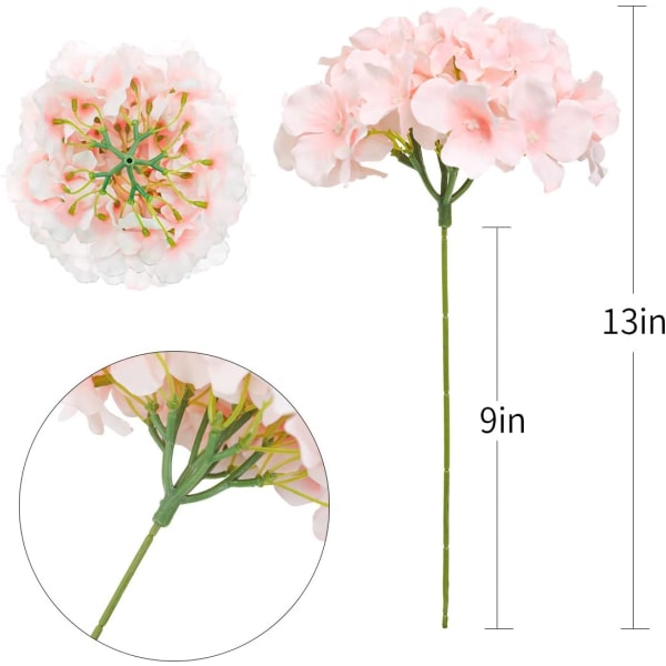 10 stk kunstige hortensiaer, falske hortensia-blomsterhoder med S
