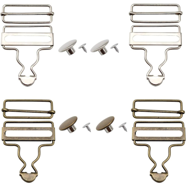 (Silver, Bronze) 4 stycken Overall Spännen, Metall Hängslen Spänne
