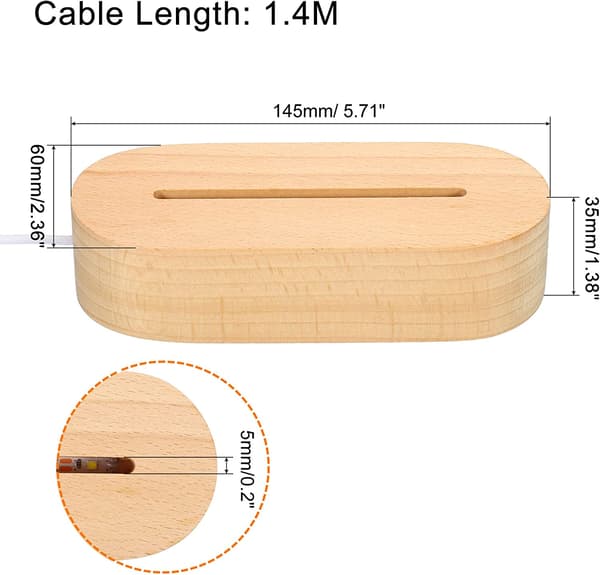 Trä LED-ljusbasstativ, 2-pack oval trä 3,74\" x 0,2\" Wa