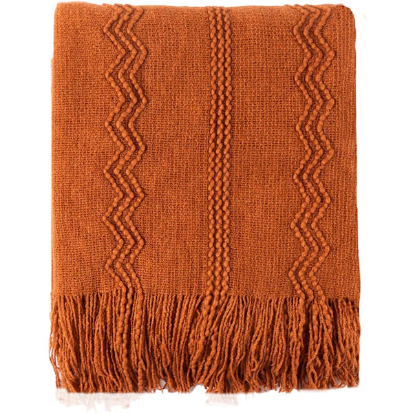 Caramel kastfilt (Caramel, 50\"x60\") med fransar geometrisk Be