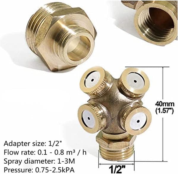 2-pack 4-håls mässingsmunstycke, dimmunstycke trädgårdssprinkler