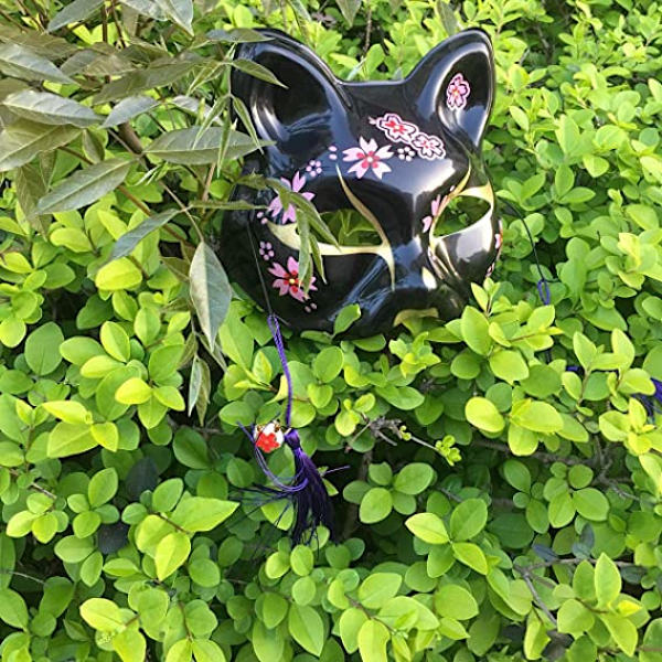 Kitsune rävmask för julkostym, djur cosplay kabuki hal