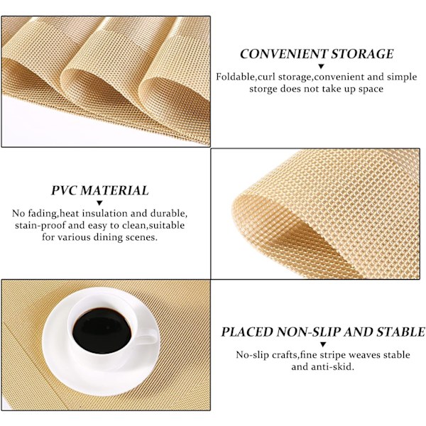 Sett med 6 vaskbare PVC-plastbrikker - Vinylbrikker Slitestyrke og