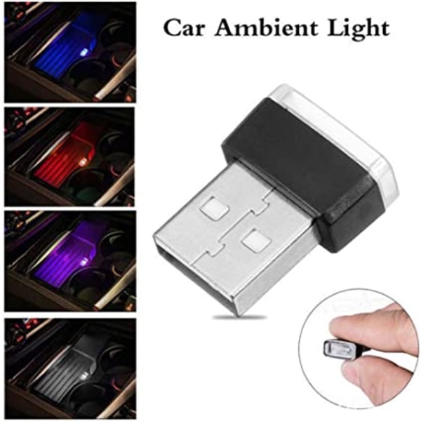 Bil USB LED Interiør Atmosphere Lights, 7 stk. Plug-in 5v Universa