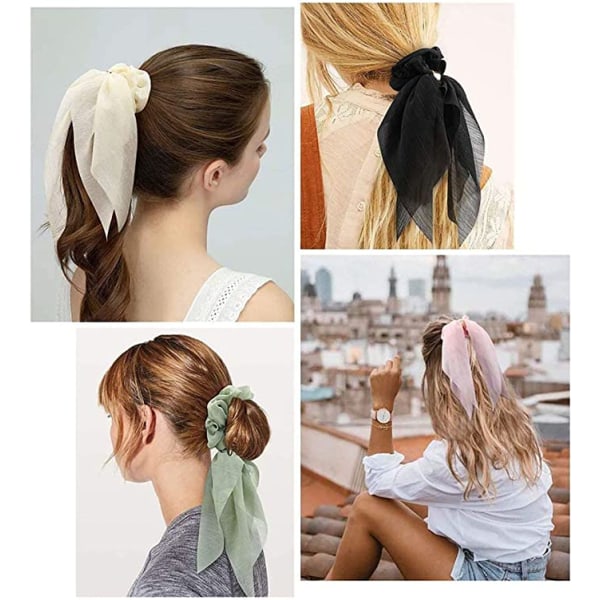 Hår Scarf, Rosett Scrunchie, 8 st Dubbel Lager Rosett Scrunchies,