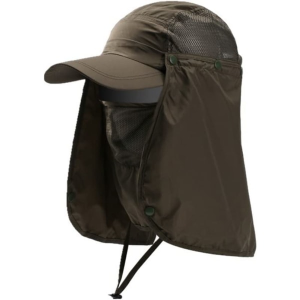 Khaki farge solhatt fiskehatt strand bred deksel ansikt anti-UV Su