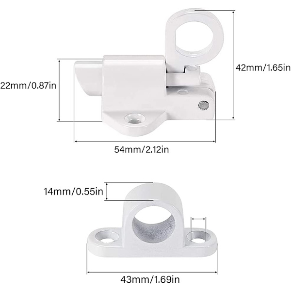 2 stk. automatisk dørgreb, fjederlås i aluminiumlegering, Alumi J