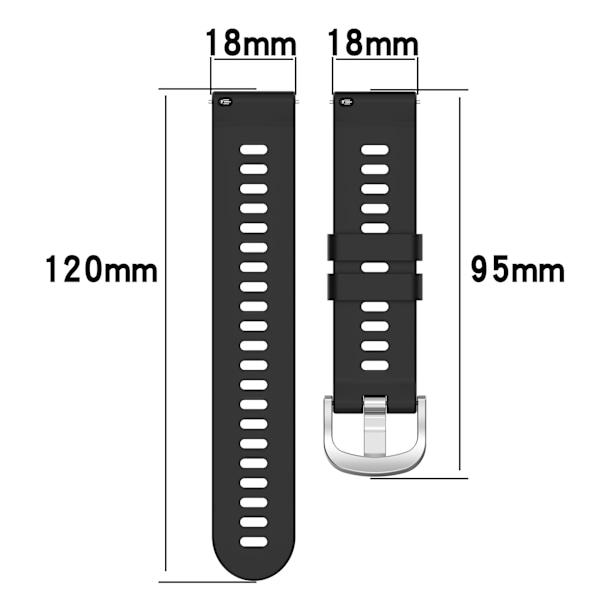 1 stk. (sort) 18mm urrem, Quick Release silikoneur