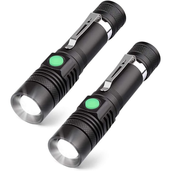 USB Genopladelig LED Lommelygte, 600 Lumen Lommelygte, IP65 Vandtæt Lommelygte til Camping, Vandreture, Fiskeri, Nødsituationer