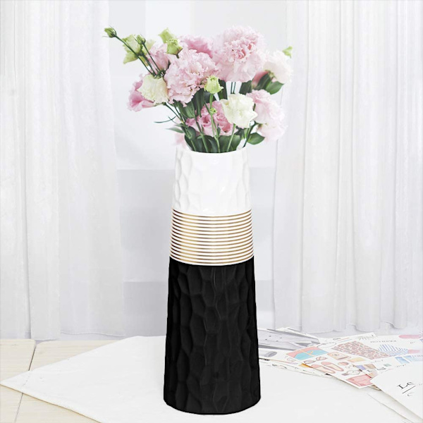 28cm Keraaminen Kukka-Maljakko Kulta Musta Valkoinen Korkea Design Decora