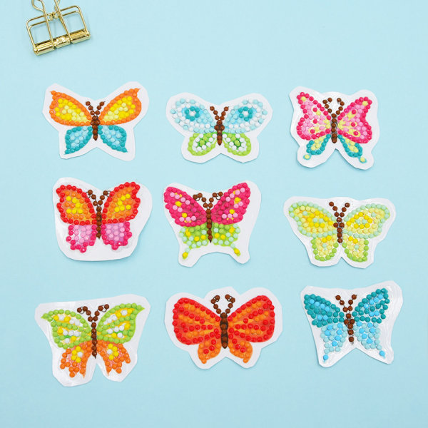(9 Pack, Butterfly) Diamond Painting Kit for Kids DIY Painting b