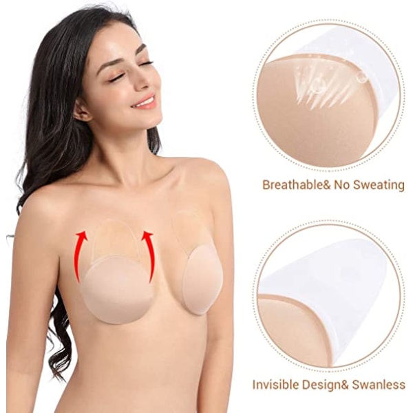 Behå(M)- Strapless osynlig självhäftande behå för kvinnor återanvändbar push