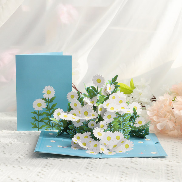 Popup kort med blomster "Daisy with butterfly" 3D blomsterkort fo