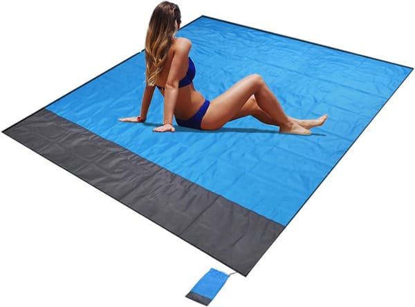 Strandteppe, 200*145cm Vanntett Lett Foldbar Bærbar
