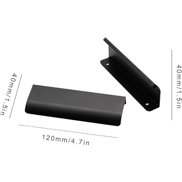 2 stycken skjutdörrhandtag, 120 mm svart skåphandtag, modernt