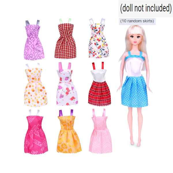 88-osainen setti: 78 asustetta + 10 lyhyttä hametta Barbie-nukkeasusteet