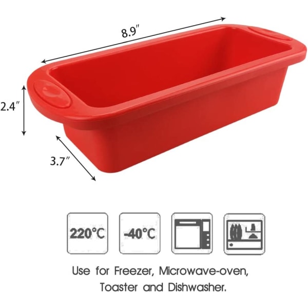 Silikonkakeform, 2 stk rektangulær kakeform, non-stick silico