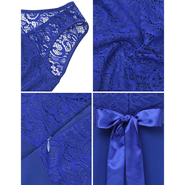 (l)Blå Kvinnor Cocktail Aftonklänning Pin Up Spets Chiffon Sl