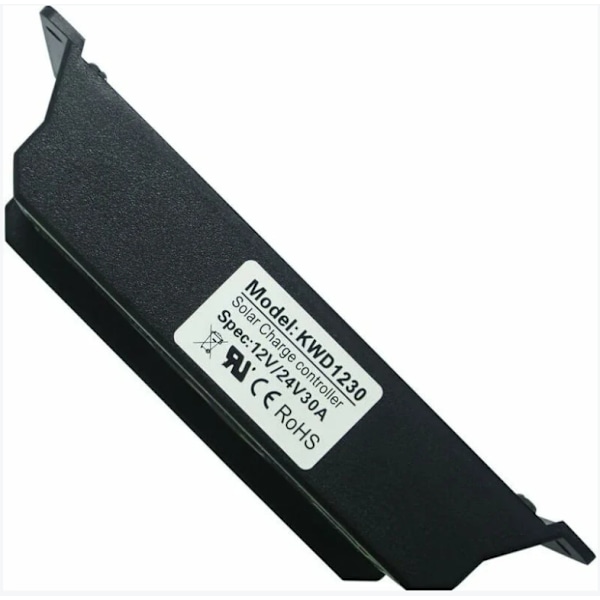 Solcellepanel-laderegulator, 12V/24V, 30A, LCD-display, dobbelt USB