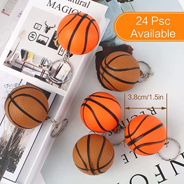 24 stk Mini Basketball Nøkkelringer Basketball Favor Nøkkelringer Bask