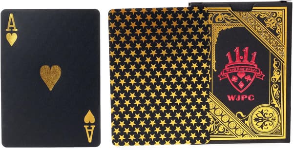 2 x Plast Pokerkort 1 Svart & 1 Gull Profesjonell Vanntett