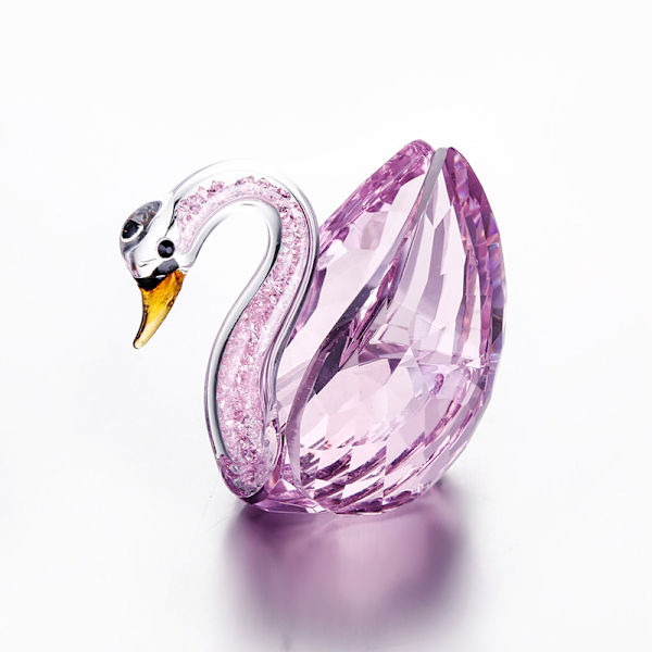 Rosa söt svan kristallfigurer glasprydnadssamling D