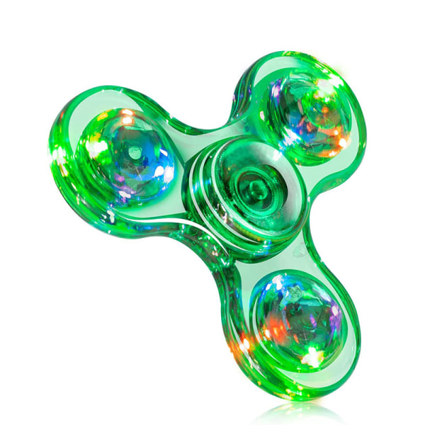 2stk LED Light Fidget Spinner-Crystal-grønn, Light Fidget Finger