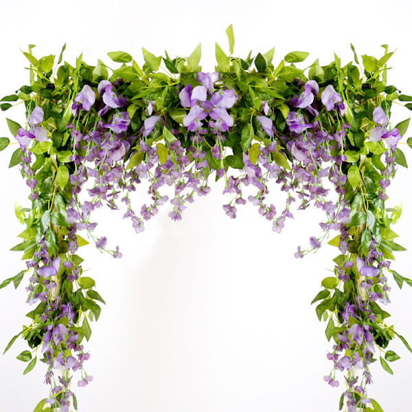 Lilla Blå-5 stykker kunstig Wisteria Blomsterguirlande, 5 stykker