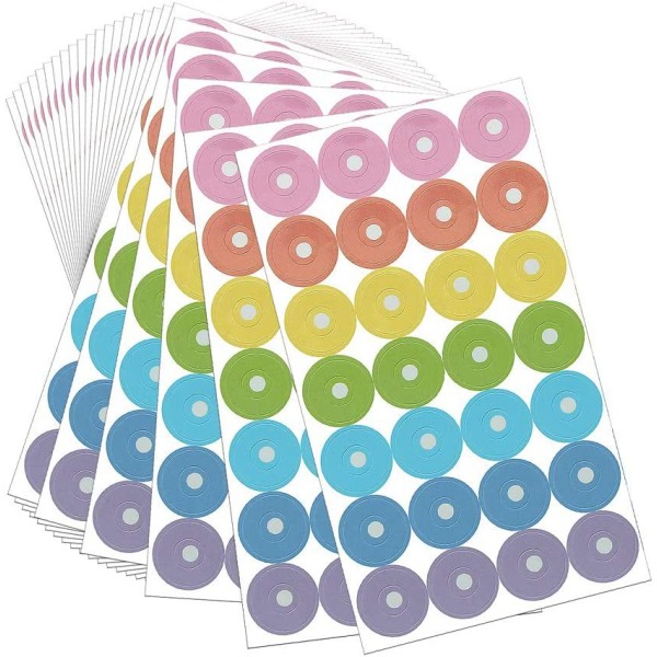 Flerfarvede regnbueetiketter til forstærkning af løsblade papirhuller R