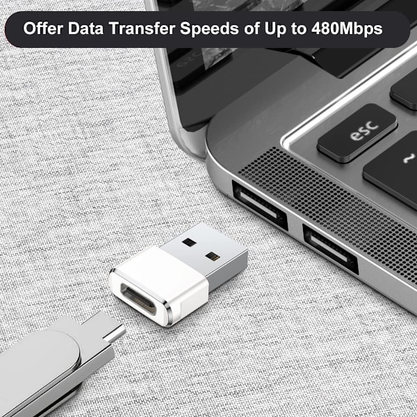 USB C-hun til USB-han-adapter 4-pak, konverter oplader Type C