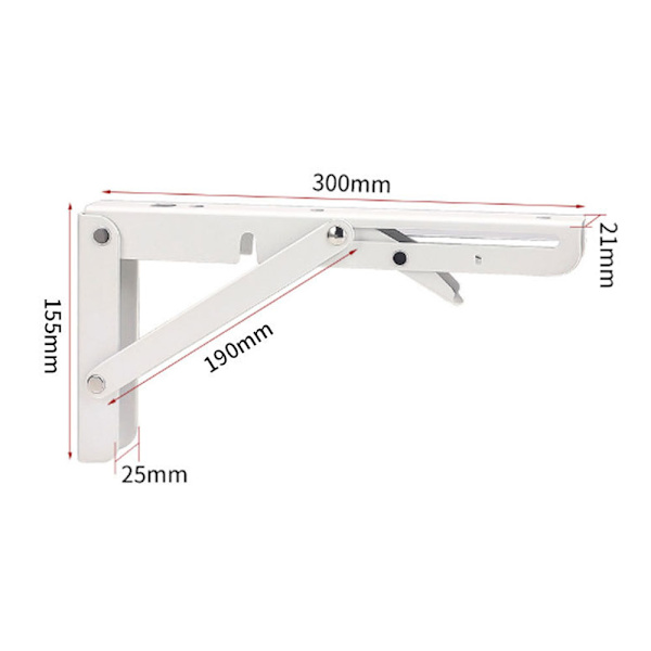 Folding Bracket 300mm, 2 stk. Svart Folding Console Bracket, Folding Shelf Brackets Load, Heavy Duty Retractable Foldi