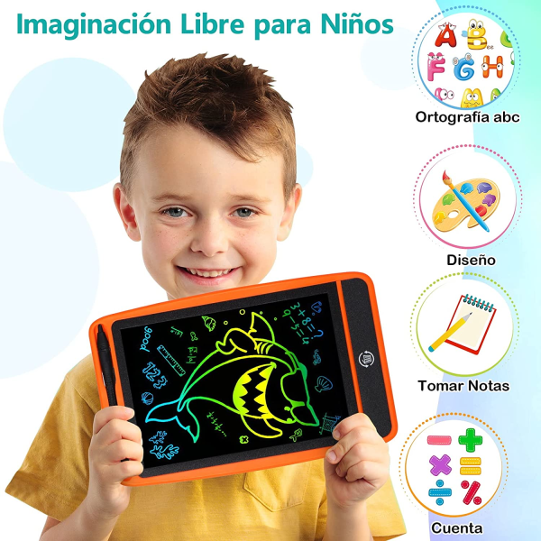 Farverig LCD-skrivetablet, 8,5 tommer tegnetablet til børn, magi