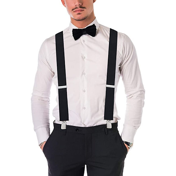 Svart - Fashion Ultra Stark Justerbar Elastisk Hängslen 120cmx5