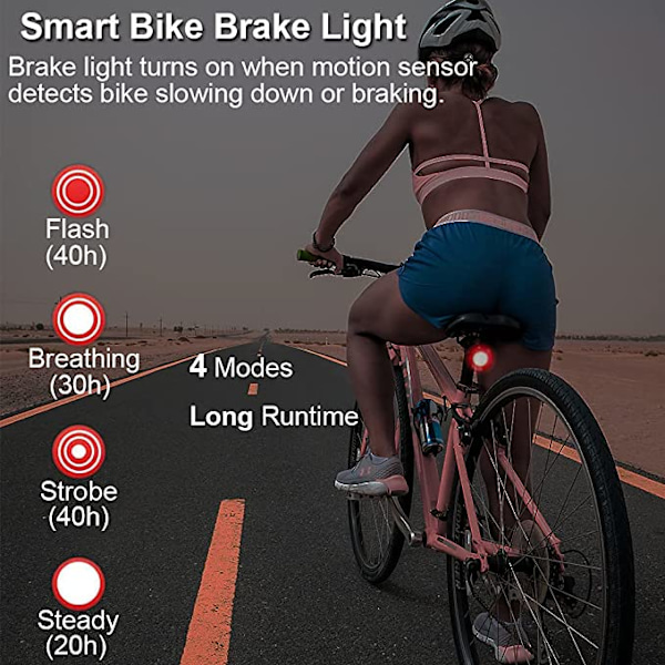 Cykelalarm baglygte USB opladning super lyse baglygter,