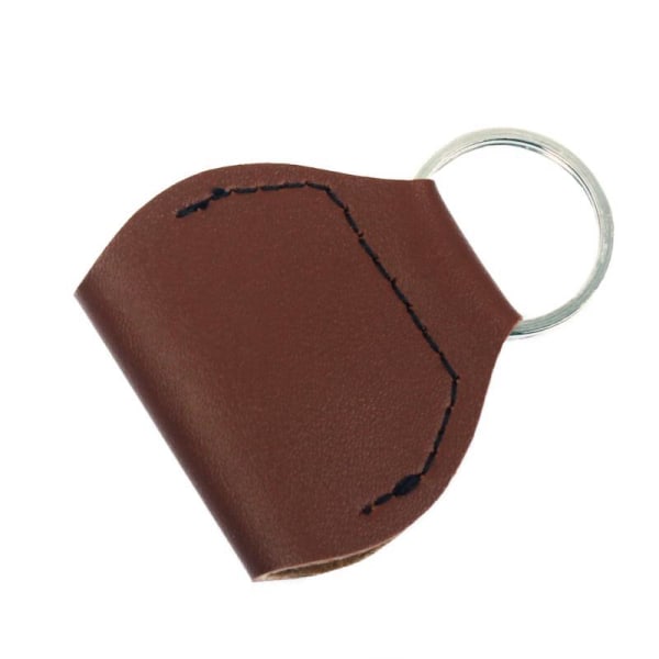 4-delt brunt PU læder paddle clip paddle taske nøglering pad
