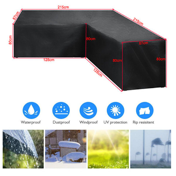 Vedenpitävä puutarhan kulmasohvan suojus, L-muotoinen terassikalusteiden tarpaulin