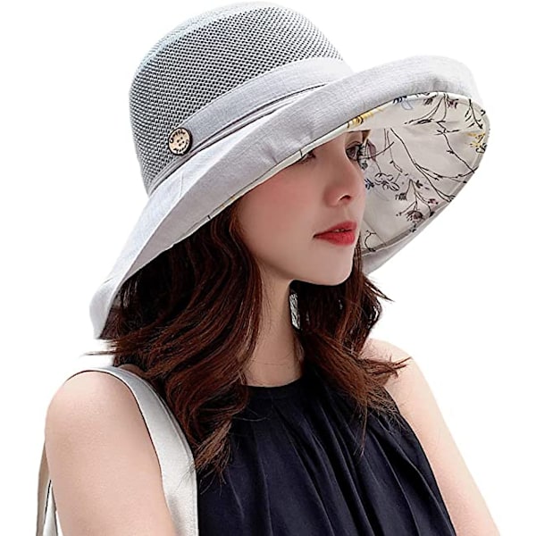 Dam Mesh Solhatt - UPF UV-skydd - Packbar - Bred Brätte