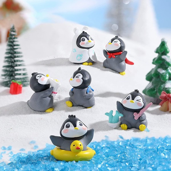 6 kpl Penguin Cake Topper, Miniature Penguin Figurines -lelut,