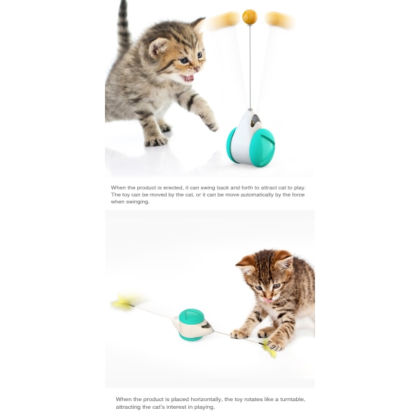 Blå interaktivt kattelegetøj, balanceret gynge, 360 graders roterende Ba