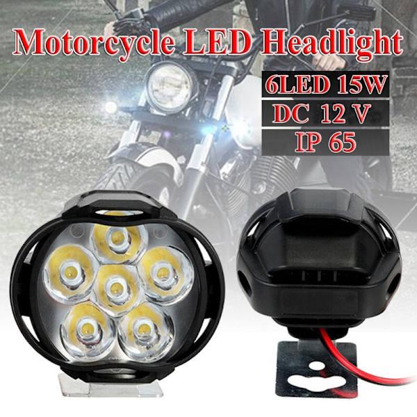2 st 6 LED Motorcykelstrålkastare Hög Ljus Vattentät Spot