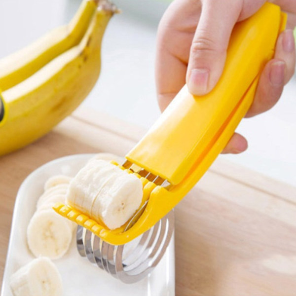 2-pak bananslicer, ABS + rustfrit stål frugt- og grøntsagsskiver