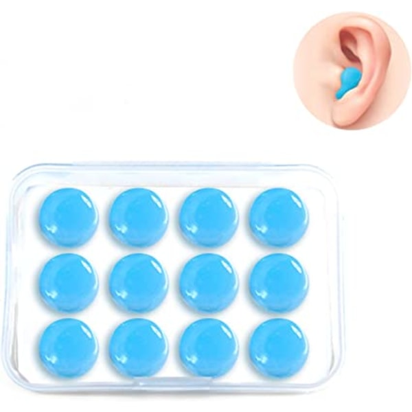 (Blue)Ear Plugs, 6 Pairs Silicone Earplugs Moldable Earplugs, Reu