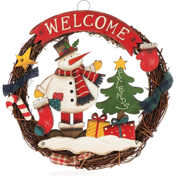 Braided Christmas wreath - Welcome door wreath for Christmas - Ch