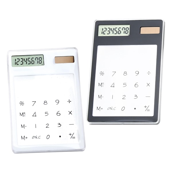 2 stk. Transparent Solcelled Beregner Touchscreen Beregner Videnskabelig Beregner