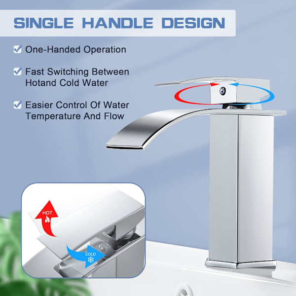 Modern vattenfall badrumskran, elegant design vattenfall diskho kran