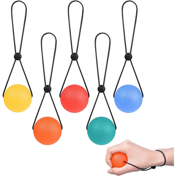 5-pack stressbollar 2,1 tum bärbara klämbollar för stressavlastning