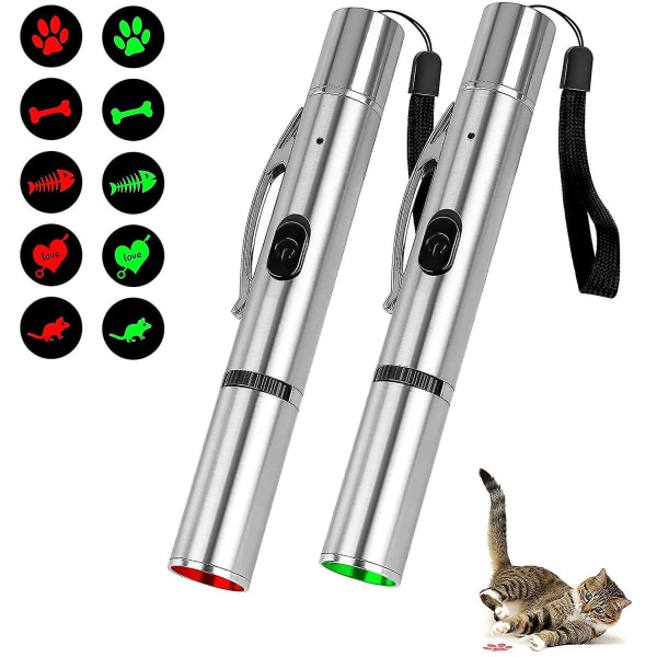 2 pakkauksen ladattava LED-projektio Funny Cat Stick, Multi Patter